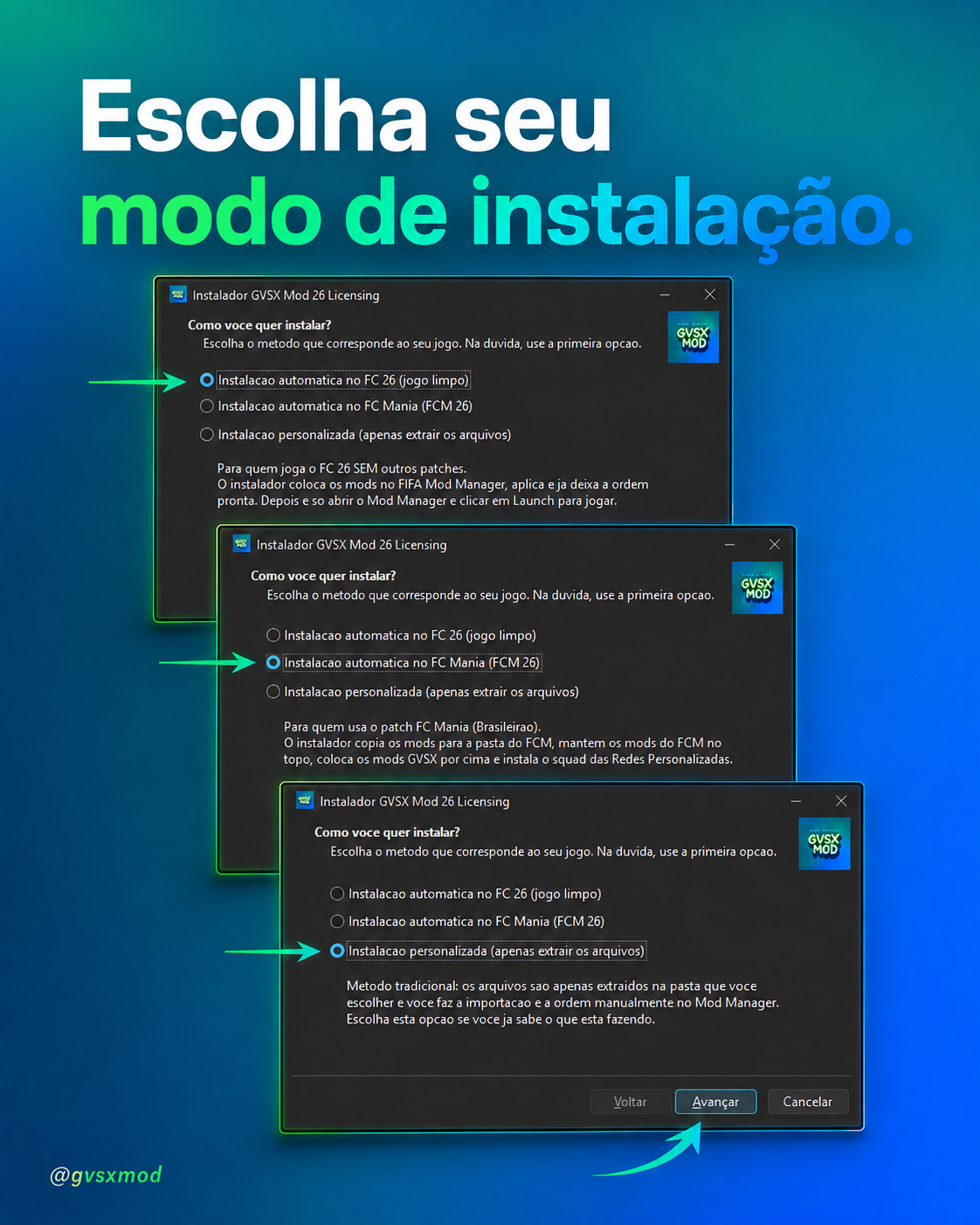 Passo 3 — Escolha seu modo de instalação
